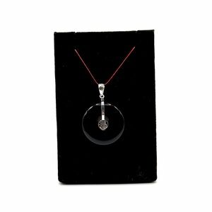 Elegant Sterling Silver 福 (Blessing) Black Onyx Pendant